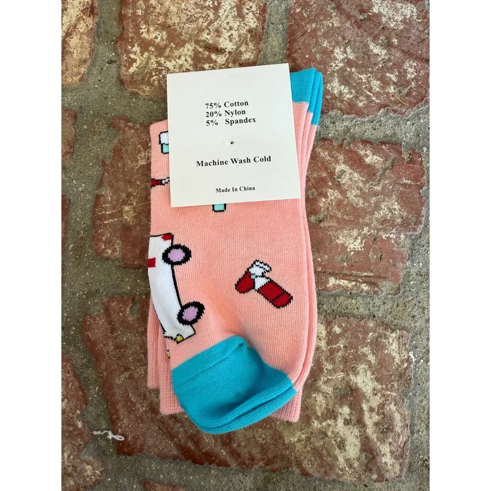 Women's Nurse Socks One Size Fits Shoe Size 6-11 Fun Medical Print‎
